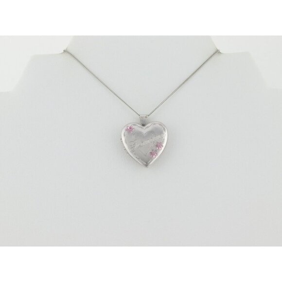 Sterling Silver Grandma Heart Locket Necklace 18" Chain - Picture 6 of 10